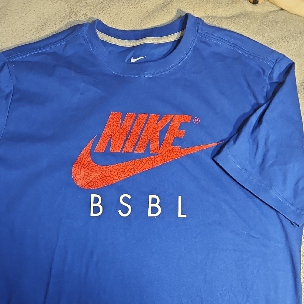 Nike Blue T-Shirt with Red Logo